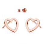 Earring stick - heart, AG 925 silver